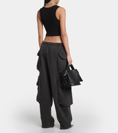Agolde Ribbed-knit Sleeveless Top In Black