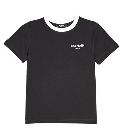 Shop Balmain Logo Cotton Jersey T-shirt In Black