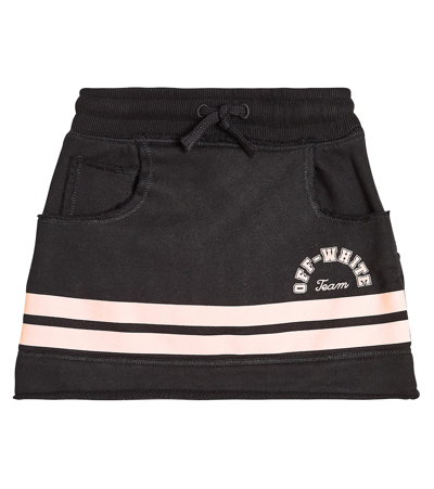 Shop Off-white Logo Striped Cotton Jersey Skirt In Black