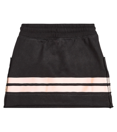 Shop Off-white Logo Striped Cotton Jersey Skirt In Black
