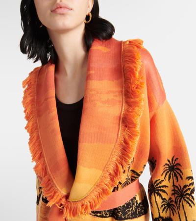 Shop Alanui Wool And Silk Jacquard Cardigan In Multicoloured