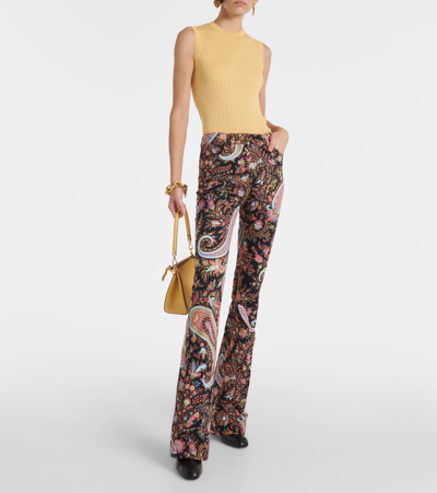 Shop Etro Paisley High-rise Flared Jeans In Multicoloured