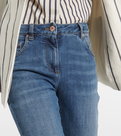 Shop Brunello Cucinelli High-rise Cropped Skinny Jeans In Blue