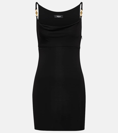 Shop Versace Medusa '95 Jersey Minidress In Black