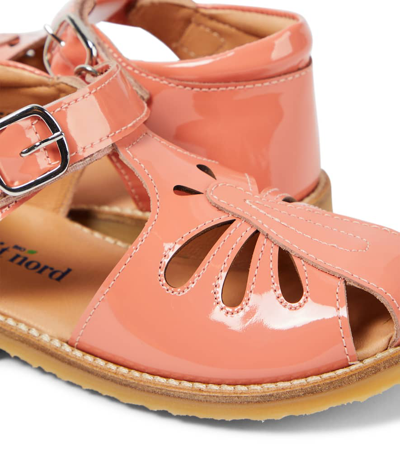 Shop Petit Nord Butterfly Patent Leather Sandals In Orange