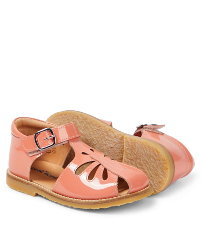 Shop Petit Nord Butterfly Patent Leather Sandals In Orange