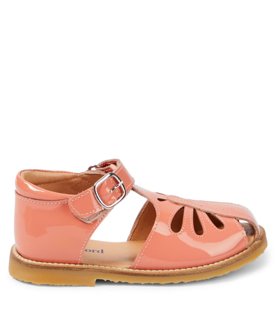 Shop Petit Nord Butterfly Patent Leather Sandals In Orange