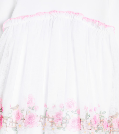 Monnalisa Baby Floral-embellished Cotton Bodysuit In White