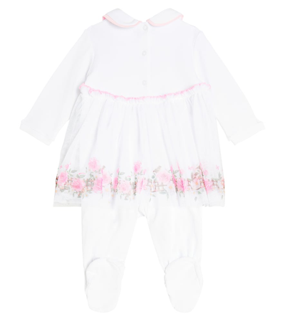 Monnalisa Baby Floral-embellished Cotton Bodysuit In White