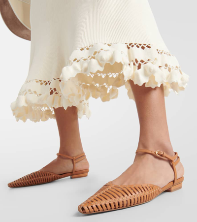Shop Ulla Johnson Leather Ballet Flats In Brown