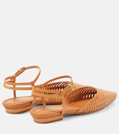 Shop Ulla Johnson Leather Ballet Flats In Brown