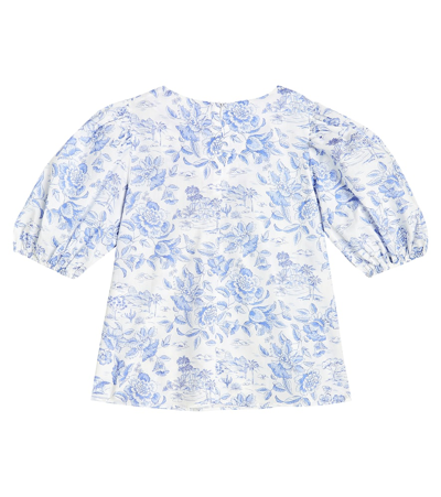Tartine Et Chocolat Floral Puff-sleeve Cotton Top In Multicoloured