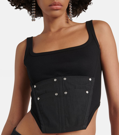 Shop Dion Lee Workwear Cotton Corset Top In Black