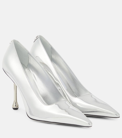 Shop Jimmy Choo Ixia 95 Patent Leather Pumps In Silver