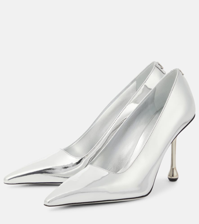 Shop Jimmy Choo Ixia 95 Patent Leather Pumps In Silver