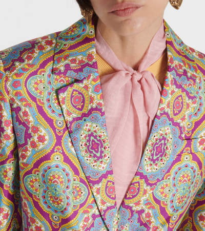 Etro Printed Single-breasted Silk Blazer In Multicoloured