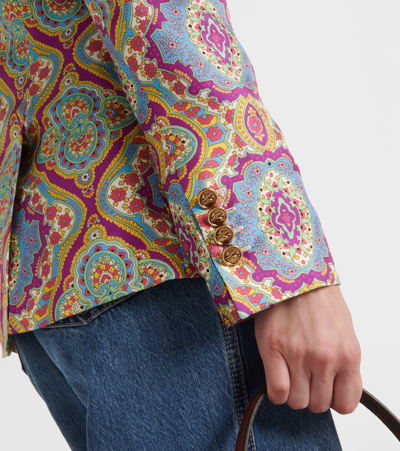Etro Printed Single-breasted Silk Blazer In Multicoloured