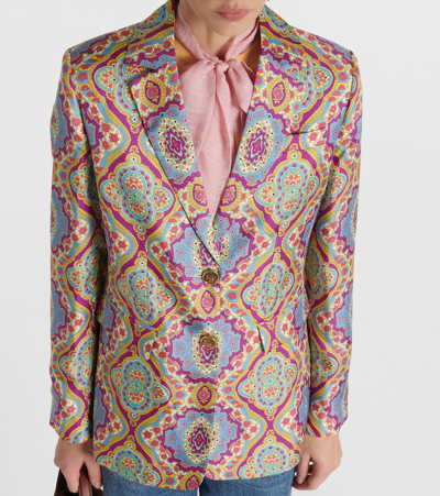 Etro Printed Single-breasted Silk Blazer In Multicoloured