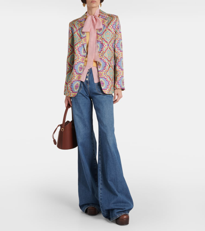 Etro Printed Single-breasted Silk Blazer In Multicoloured