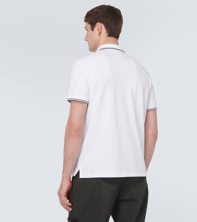 Shop Stone Island Compass Cotton-blend Piqué Polo Shirt In Weiss