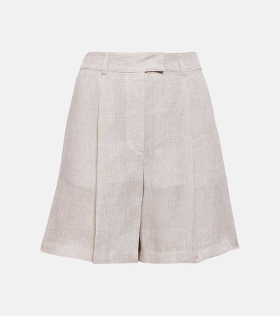 Shop Brunello Cucinelli Linen Shorts In Beige