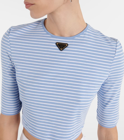 Prada Logo Cotton-blend Crop Top In Multicoloured