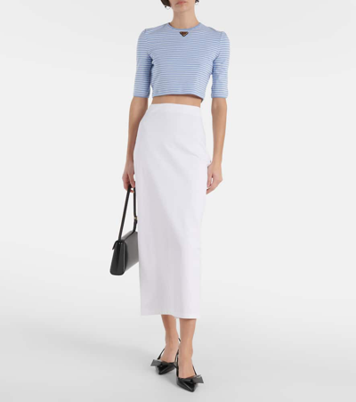Prada Logo Cotton-blend Crop Top In Multicoloured