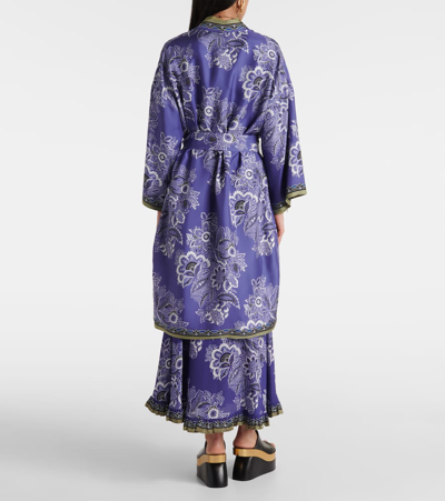 Shop Etro Printed Silk Twill Robe In Multicoloured