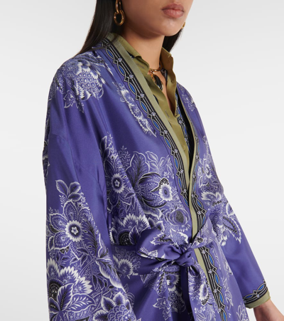 Shop Etro Printed Silk Twill Robe In Multicoloured