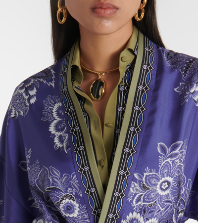 Shop Etro Printed Silk Twill Robe In Multicoloured