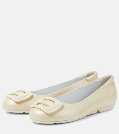 Shop Hogan H661 Leather Ballet Flats In Weiss