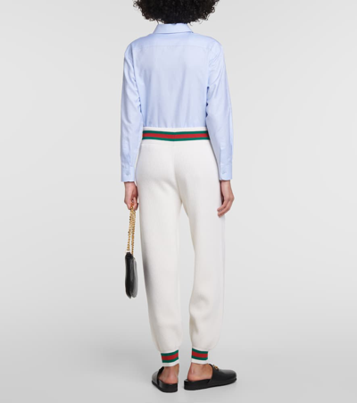 Shop Gucci Ribbed-knit Wool Sweatpants In White