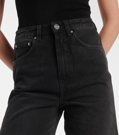 Totême Hose Mit Weitem Bein Aus Einer Woll-kaschmirmischung Mit Zopfstrickmuster In Black