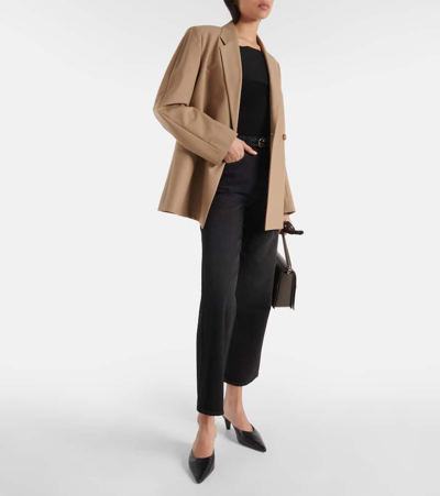 Totême Hose Mit Weitem Bein Aus Einer Woll-kaschmirmischung Mit Zopfstrickmuster In Black