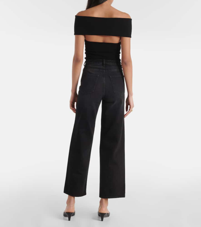 Totême Hose Mit Weitem Bein Aus Einer Woll-kaschmirmischung Mit Zopfstrickmuster In Black