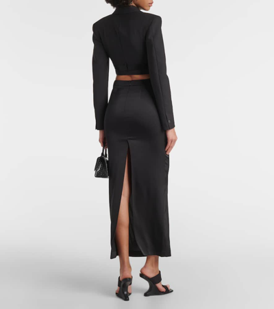 Shop Dion Lee Pocket Column Mid-rise Satin Maxi Skirt In Black