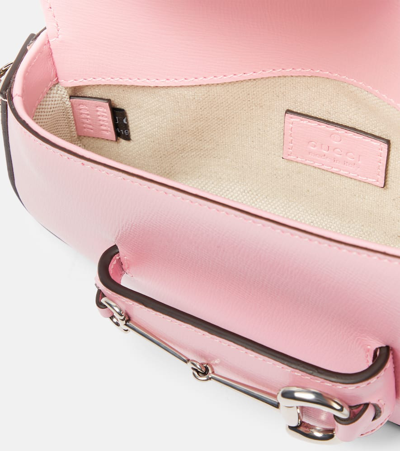 Shop Gucci Horsebit 1955 Leather Shoulder Bag In Pink