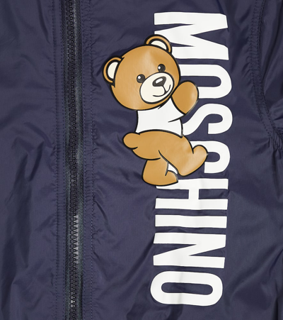 Shop Moschino Hooded Jacket In Blue