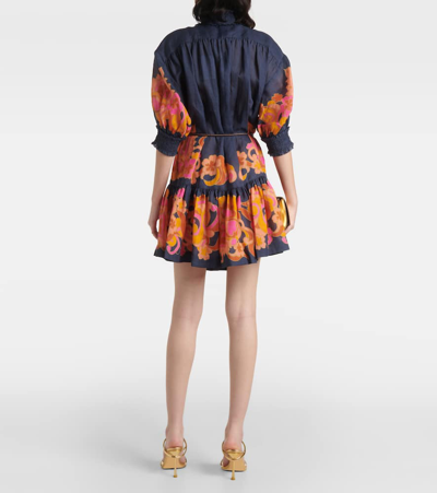 Shop Zimmermann Acadian Paisley Ramie Minidress In Blue