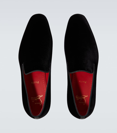Shop Christian Louboutin Dandyrocks Velvet Loafers In Black