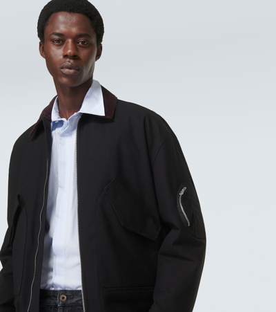 Shop Loewe Cotton Blouson Jacket In Black