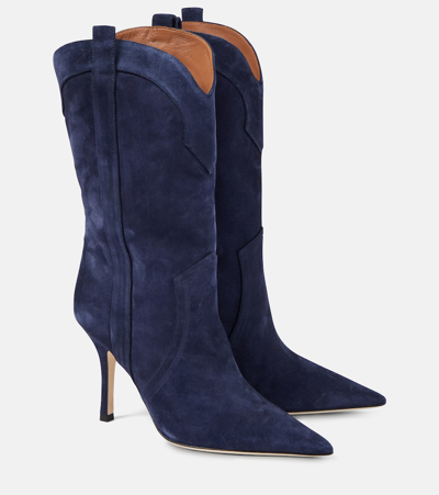 Shop Paris Texas Paloma Suede Ankle Boots In Blue