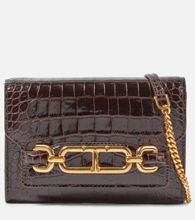Shop Tom Ford Whitney Mini Croc-effect Leather Shoulder Bag In Brown