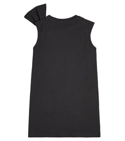 Shop Balmain Bow-detail Cotton Jersey Dress In Black