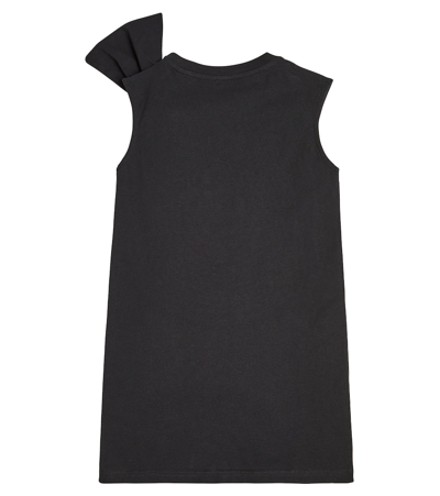 Balmain Girls Black Cotton Bow Dress In Black