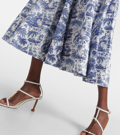 Staud Wells Short-sleeve Square-neck Toile Midi Dress In Blue