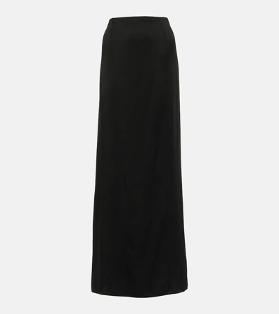 Shop Brunello Cucinelli Satin Maxi Skirt In Black