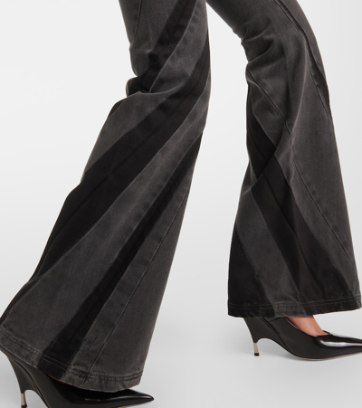 Shop Dion Lee Darted Mid-rise Flared Jeans In Black