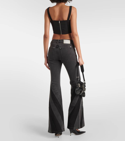 Shop Dion Lee Darted Mid-rise Flared Jeans In Black