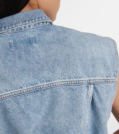 Agolde Charli Distressed Denim Vest In Blue